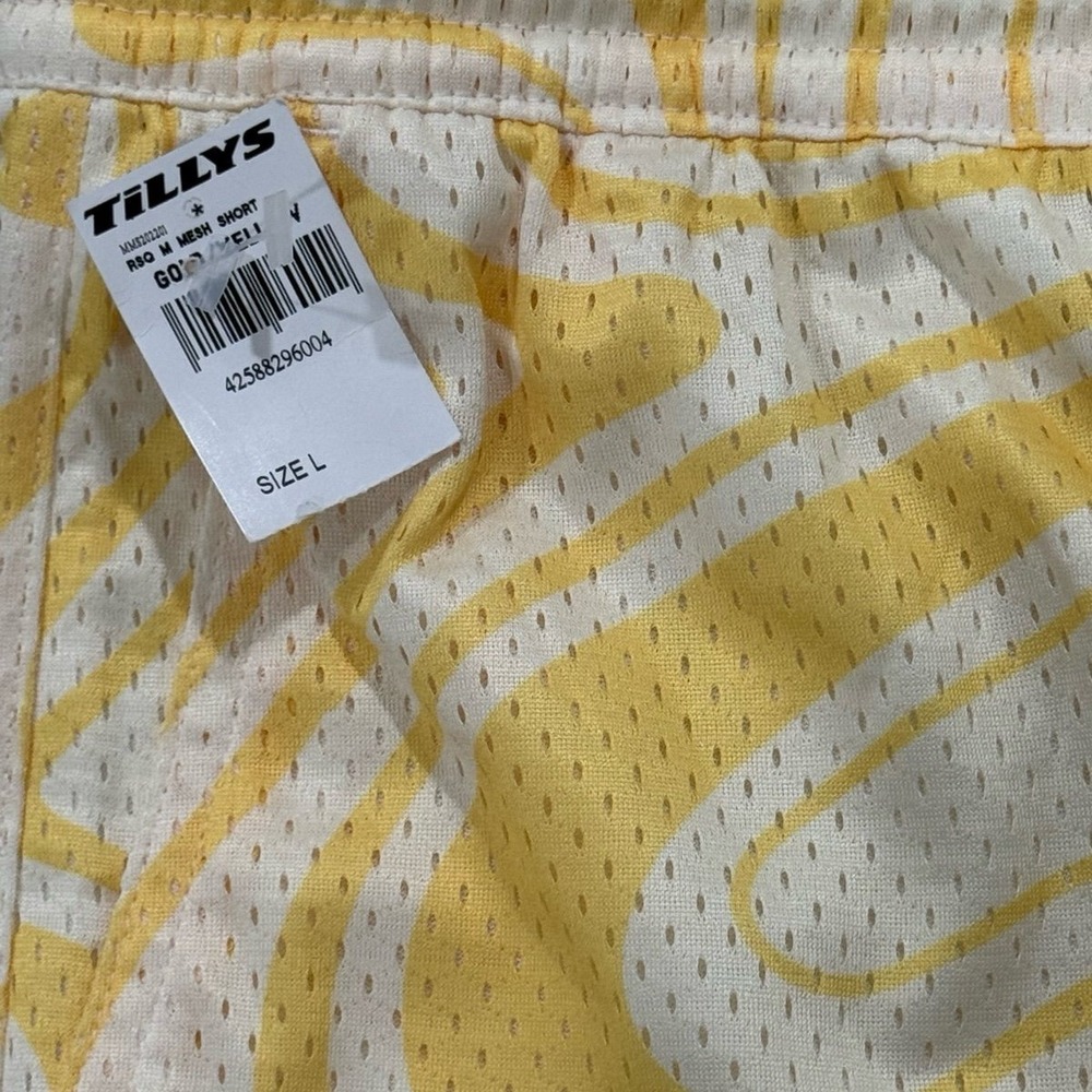 RSQ Yellow White Abstract Mesh Shorts 6" Inseam Size Large - Picture 6 of 7